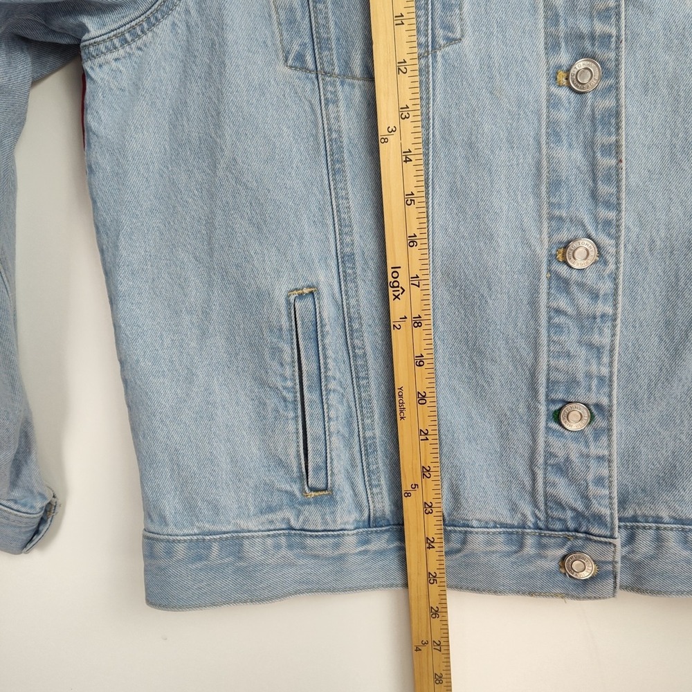 Vintage Tommy Hilfiger Jacket Men's Size L Lt. Blue Denim Big Flag Button-Up - Picture 6 of 13